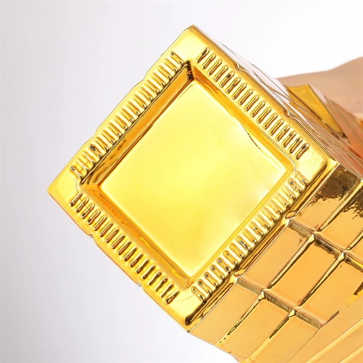 Square Golden Color Whisky Glass Bottle